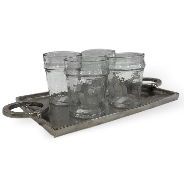 Silver Tray & Drinking Glasses
