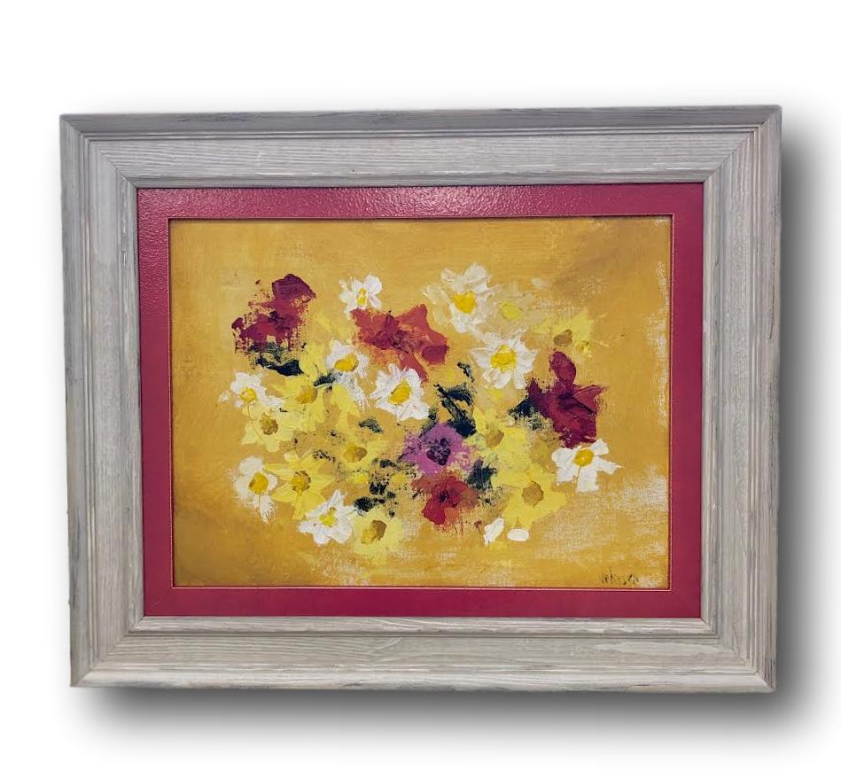Red & Yellow Flowers - Framed Original Painting