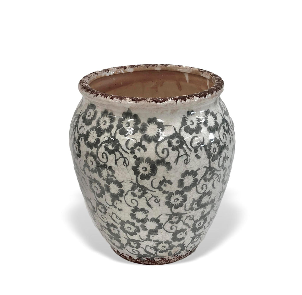 Gray and white ceramic vase